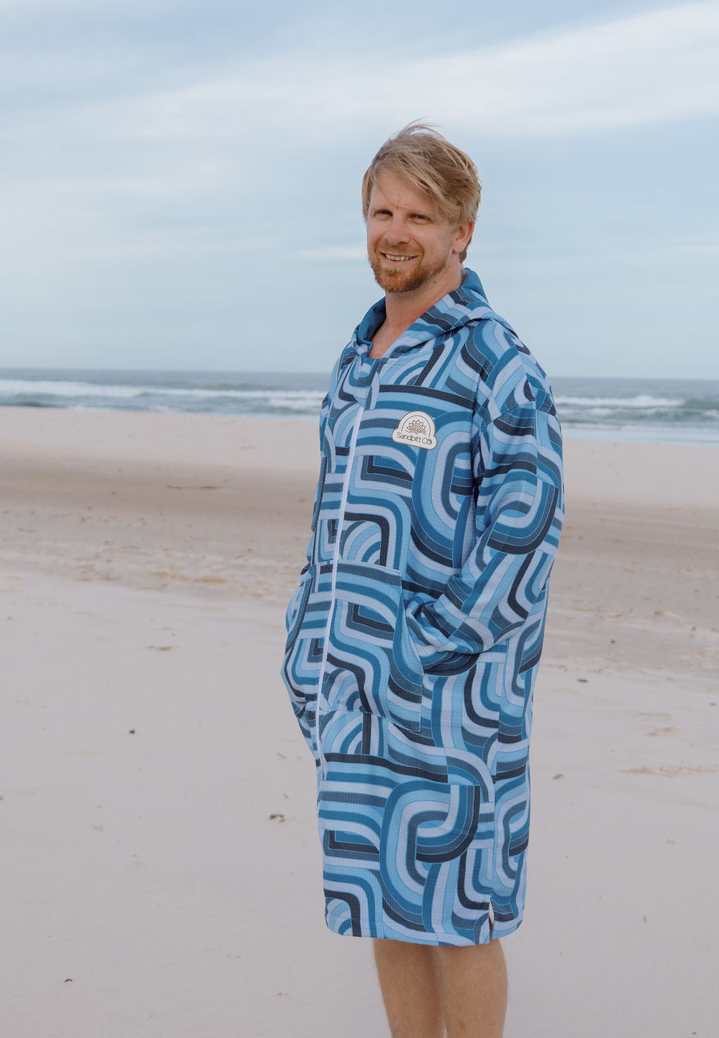 Adult Ocean Tide wearable towel – hooded, long sleeve