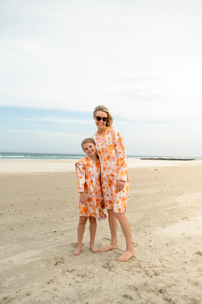 Kids Wearable Towel – Floral Fun - Sand-Free Hooded Beach Towel