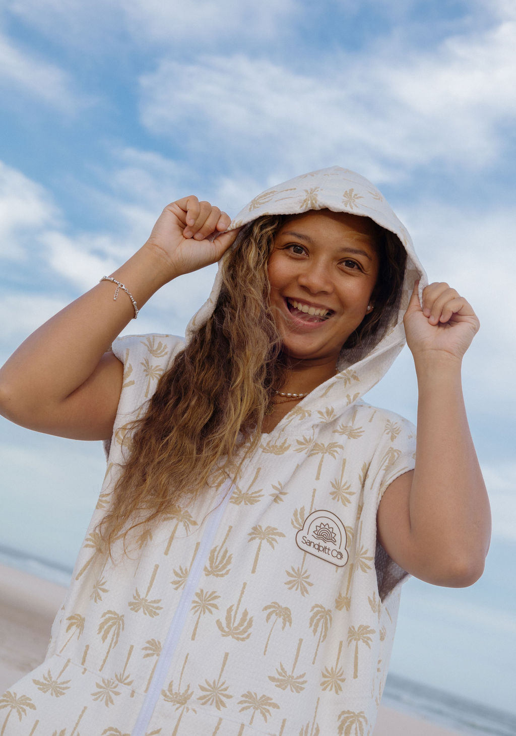 Woman wearing sand-free towel tropical 