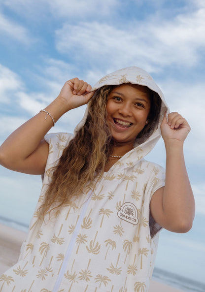 Woman wearing sand-free towel tropical 