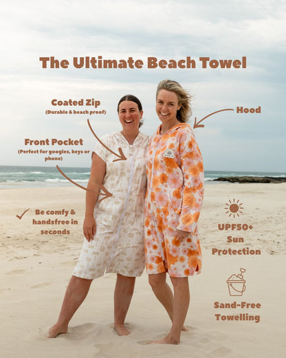 Adult Wearable Towel - Palm Tree Paradise - Hooded & Sand-Free
