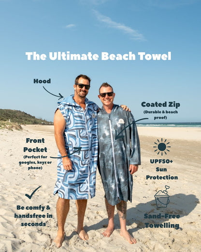 Adult Wearable Towel - Ocean Tide - Hooded & Sand-Free